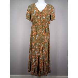 Kate & Sam Paisley Button Tiered Maxi Dress Size Medium Prairie Peasant Boho New